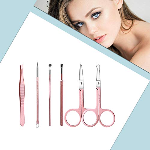 Manicure Set, Anself 18 pcs Kit de Herramientas de Manicura Pedicura Profesional Juego de Cortauñas Recortador de Limas de Uñas Afeitado de Cejas Herramienta de Corte de Pelo de Nariz (Rosa Rosa)