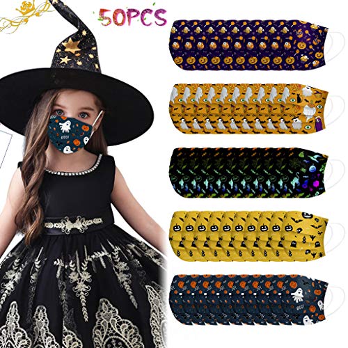 MaNMaNing Niños Protección 3 Capas Transpirables con Elástico para Los Oídos Pack 50 unidades 20200903-MANING-HL50 (Halloween 1)