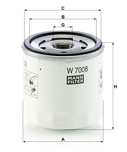MANN-FILTER W 7008 Filtro de Aceite, Para automóviles y vehículos de utilidad