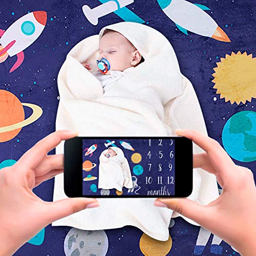 Manta Bebé de Hitos Mensuales, ANSUG 100 x 130cm Mensual Niñas Bebé Franela Fotografía de Fondo para Bebé Recién Nacido Futuras Mamás