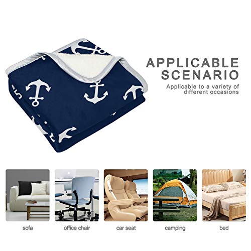Manta de ancla blanca náutica SENNSEE para sofá, cama, sala de estar, silla, para adultos, niños, mujeres, suave, cálida, de terciopelo, 50 x 60 pulgadas