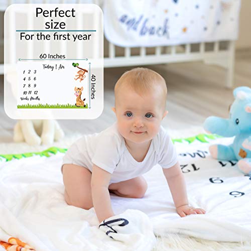 Manta Mensual De Hito Para Bebé, Unisex | Manta Mensual De Bebé Para Fotos | Regalos Personalizados Para Futuras Mamás | Registra Su Edad Y Crecimiento | Suave, Gruesa Y Grande
