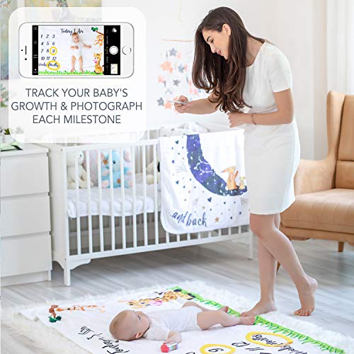 Manta Mensual De Hito Para Bebé, Unisex | Manta Mensual De Bebé Para Fotos | Regalos Personalizados Para Futuras Mamás | Registra Su Edad Y Crecimiento | Suave, Gruesa Y Grande