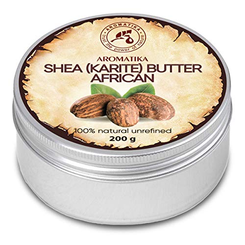 Manteca de Karité 200g - Africana -Ghana - Sin Refinar - Prensado en Frío - 100% Puro y Natural - Mejor para el Cabello - Piel - Labio - Cara - Cuidado del Cuerpo - Frasco de Aluminio