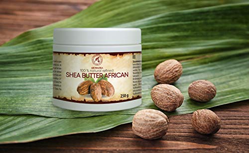 Manteca de Karité Africana 250g - Ghana - Refinado - 100% Puro y Natural - Mejor para el Cabello - Piel - Labio - Cara - Cuidado del Cuerpo - Shea Butter - Botella de Vidrio