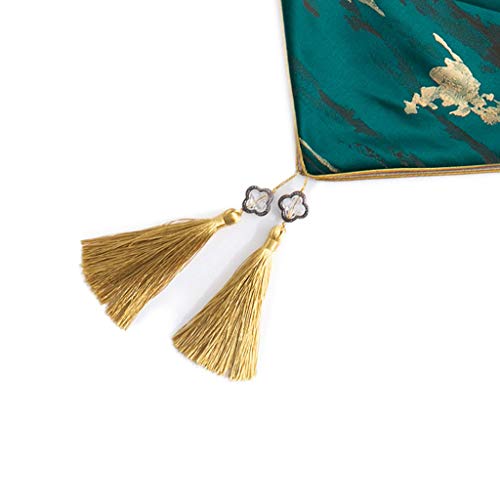 mantel LJF Shops Camino de Mesa Verde Mar Primavera Jacquard Decoración de Mesa Fiesta de Tela 13x82 Pulgadas (33cmX210cm) - Verde Azulado 8.2