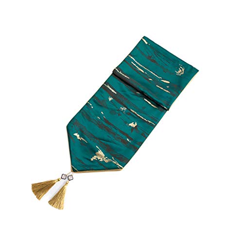 mantel LJF Shops Camino de Mesa Verde Mar Primavera Jacquard Decoración de Mesa Fiesta de Tela 13x82 Pulgadas (33cmX210cm) - Verde Azulado 8.2