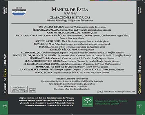Manuel de Falla. Grabaciones históricas. 4 CD's. Historics Recordings. 78 rpm and live concerts