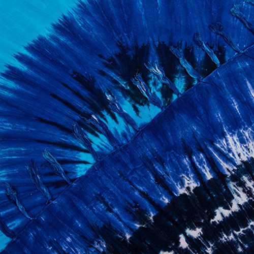 MANUMAR Mujer Pareo opaco, toalla de playa grandes Sarong en azur, turchese, nero con motivo Circle, XXL sobredimensionado 215x115cm toalla vestido de verano, bikini vestido de playa