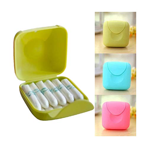 MAOJIE 4pcs Color Aleatorio Tampones Cajas De Almacenamiento PortáTil Mini Mujer Tampones Caja Soporte para Viajes Al Aire Libre