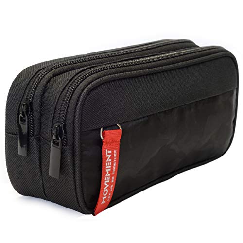 Maomaoyu Estuche de gran capacidad para niños y niñas, con triple bolsillo con cremallera, ligero, resistente al agua, color Camuflaje negro