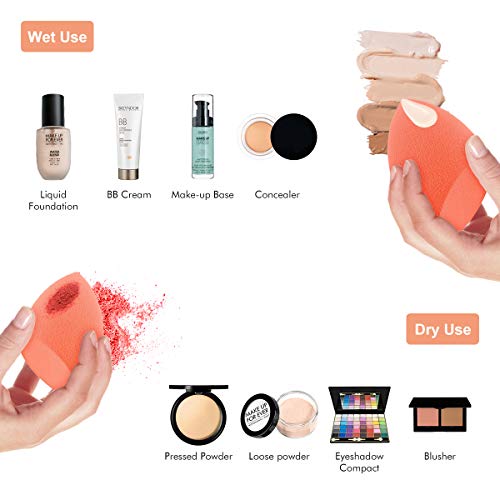 Maquillaje Esponjas, Belicoo Beauty Blender, 6Pcs Látex Gratis Fundación Esponjas Perfecto para Líquido/Polvo/Crema Productos cosméticos. Multicolor Esponjas con 6 Unids Transparente Viajar Caso