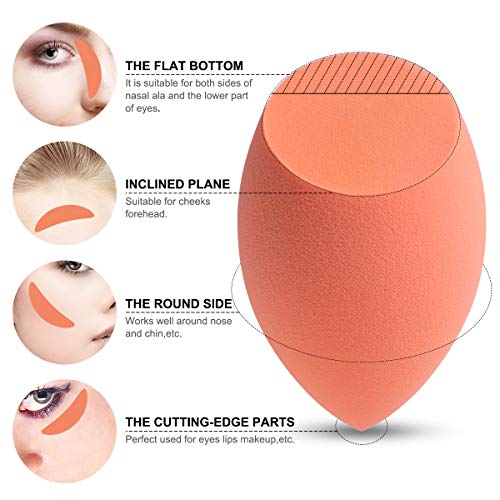 Maquillaje Esponjas, Belicoo Beauty Blender, 6Pcs Látex Gratis Fundación Esponjas Perfecto para Líquido/Polvo/Crema Productos cosméticos. Multicolor Esponjas con 6 Unids Transparente Viajar Caso