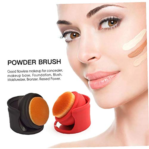 Maquillaje prima cepillo sintético denso cerdas del cepillo Fundación Flat Top Kabuki cepillo cosméticos con espejo herramienta perfecta para la mezcla de nata líquida o en polvo