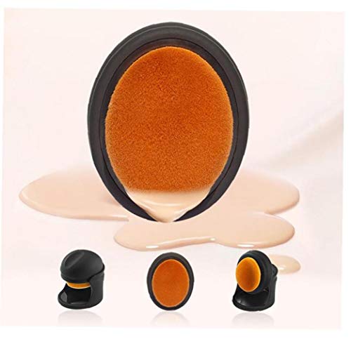 Maquillaje prima cepillo sintético denso cerdas del cepillo Fundación Flat Top Kabuki cepillo cosméticos con espejo herramienta perfecta para la mezcla de nata líquida o en polvo