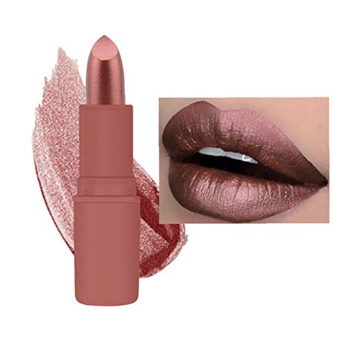 Maquillaje Textura Mate Pintalabios Lip Gloss Kit impermeable y dura más tiempo labial metálico Lustre del labio cosmético-1 Pieza Rust roja