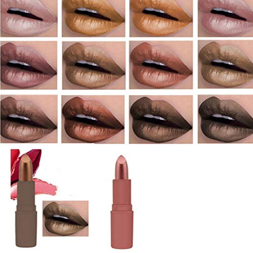 Maquillaje Textura Mate Pintalabios Lip Gloss Kit impermeable y dura más tiempo labial metálico Lustre del labio cosmético-1 Pieza Rust roja