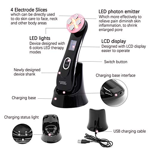 Máquina de elevación facial, removedor de arrugas de luz LED, antienvejecimiento, masajeador de rejuvenecimiento de la piel, 5 en 1 RF EMS, dispositivo de belleza