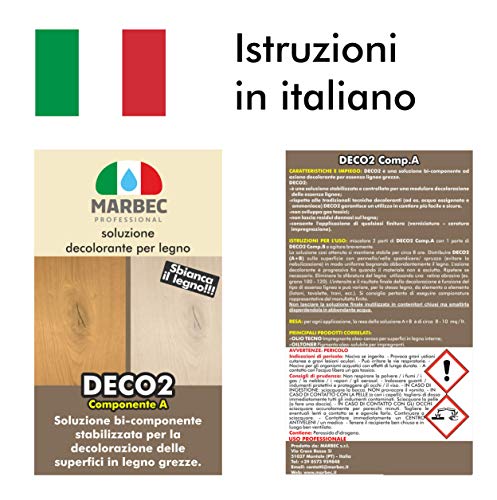 Marbec – Deco 2 5 L + 2,5lt | Solutions decolorante bi-matière pour bois