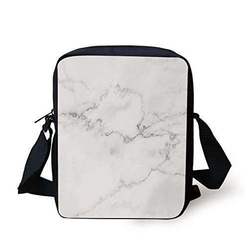 Marble,Artsy Mineral Nature Surface Motif Organic Rock Formation Models Industrial Print,Grey Dust Print Kids Crossbody Messenger Bag Purse