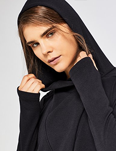 Marca Amazon - AURIQUE Sudadera Cruzada con Capucha Mujer, Negro (Black), 38, Label:S