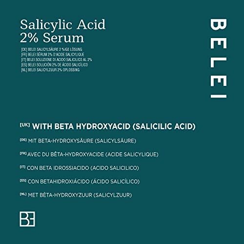 Marca Amazon - Belei - Sérum de ácido salicílico 2%, 94.75% ingredientes naturales, vegano, 30 ml