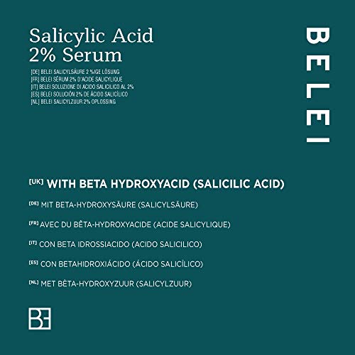 Marca Amazon - Belei - Sérum de ácido salicílico 2%, 94.75% ingredientes naturales, vegano, 30 ml