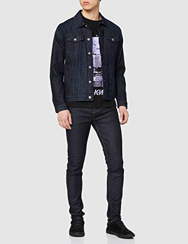 Marca Amazon - find. Camiseta con Estampado para Hombre, Negro (Black), S, Label: S