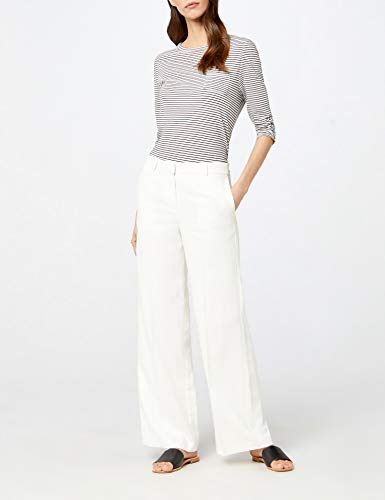 Marca Amazon - find. Pantalón Ancho de Lino Mujer, Blanco (White), 44, Label: XL