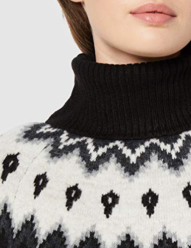 Marca Amazon - find. Statement Fairisle Jumper Suéter Mujer, Negro (BLACK), 36, Label: XS