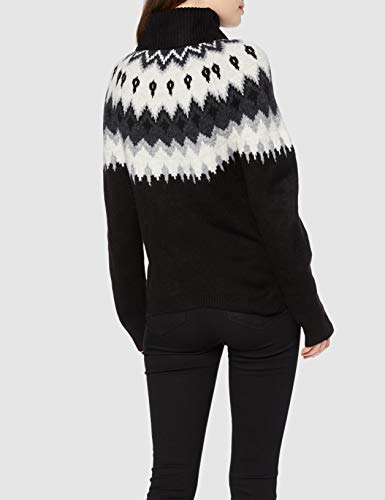 Marca Amazon - find. Statement Fairisle Jumper Suéter Mujer, Negro (BLACK), 36, Label: XS