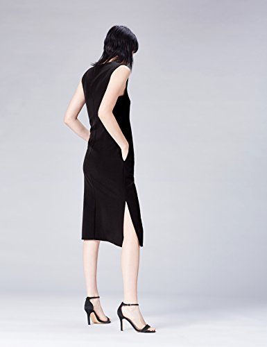 Marca Amazon - find. Vestido Geométrico con Aberturas Laterales para Mujer, Negro (Black), 36, Label: XS