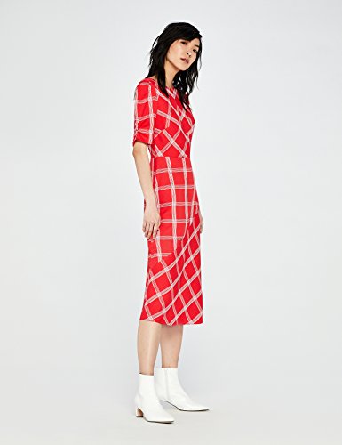 Marca Amazon - find. Vestido Midi Ajustado Mujer, Rojo (Red 39834-1 V1), 36, Label: XS