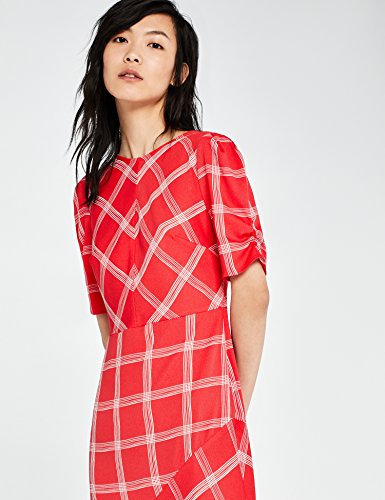 Marca Amazon - find. Vestido Midi Ajustado Mujer, Rojo (Red 39834-1 V1), 36, Label: XS