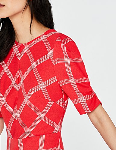 Marca Amazon - find. Vestido Midi Ajustado Mujer, Rojo (Red 39834-1 V1), 36, Label: XS