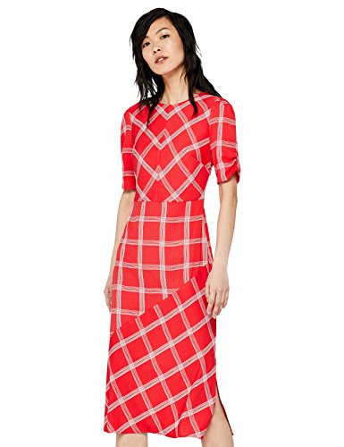 Marca Amazon - find. Vestido Midi Ajustado Mujer, Rojo (Red 39834-1 V1), 36, Label: XS