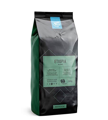 Marca Amazon - Happy Belly Café de tueste natural en grano "ETIOPIA" (2 x 500g)