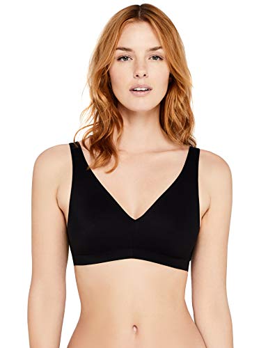 Marca Amazon - IRIS & LILLY Sujetador sin Aros Confort Mujer, Negro (Black Beauty), 85B, Label: 32B