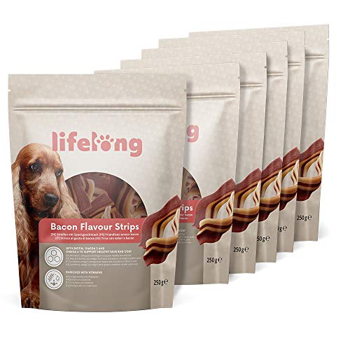 Marca Amazon - Lifelong - Tiras con sabor a bacon - 250g*6