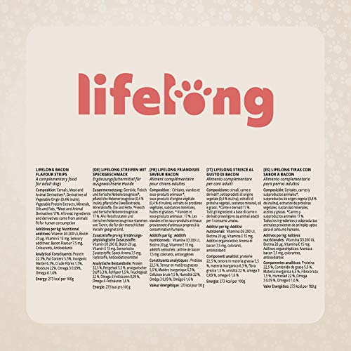 Marca Amazon - Lifelong - Tiras con sabor a bacon - 250g*6