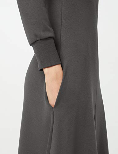 Marca Amazon - MERAKI Vestido Largo Evasé Mujer, Gris (Charcoal), 34, Label: XXS