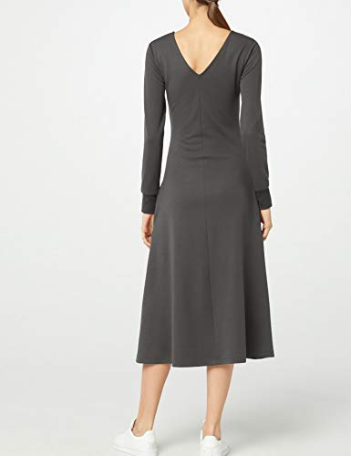 Marca Amazon - MERAKI Vestido Largo Evasé Mujer, Gris (Charcoal), 34, Label: XXS