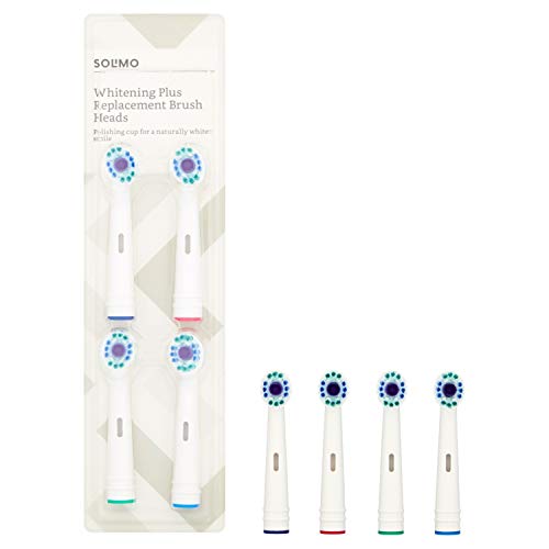 Marca Amazon -Solimo Cabezales de cepillo de dientes Whitening Plus, 2 packs de 4 cabezales