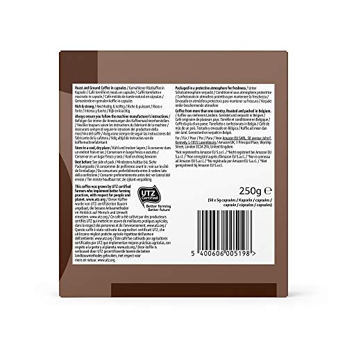 Marca Amazon - Solimo Cápsulas Ristretto, compatibles con Nespresso - café certificado UTZ, 100 cápsulas (2 x 50)