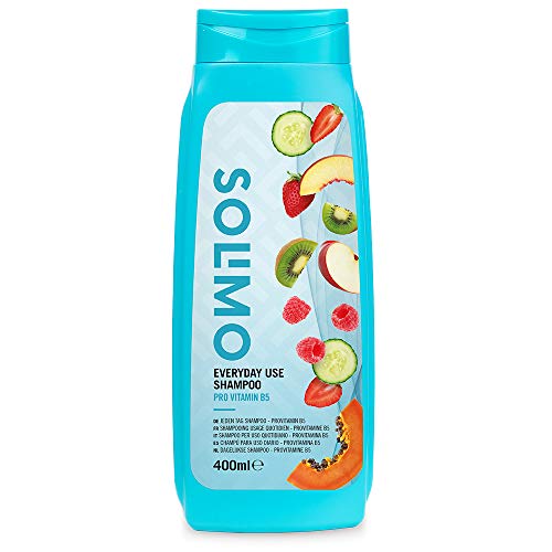 Marca Amazon - Solimo Champú uso diario con 7 frutas y provitamina B5 - Pack de 6 (400ml x 6)