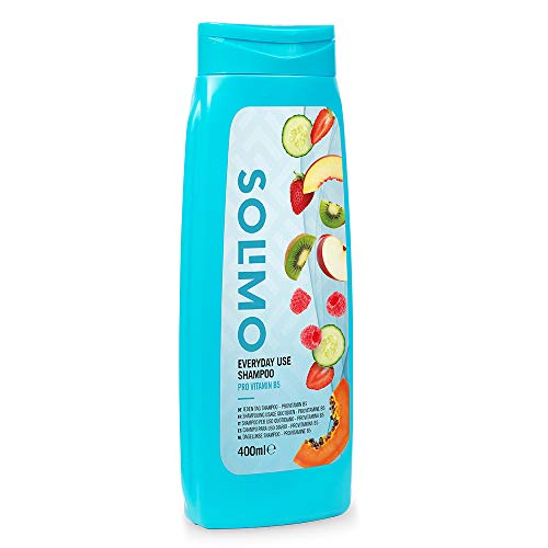 Marca Amazon - Solimo Champú uso diario con 7 frutas y provitamina B5 - Pack de 6 (400ml x 6)