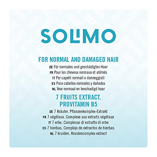 Marca Amazon - Solimo Champú uso diario con 7 frutas y provitamina B5 - Pack de 6 (400ml x 6)