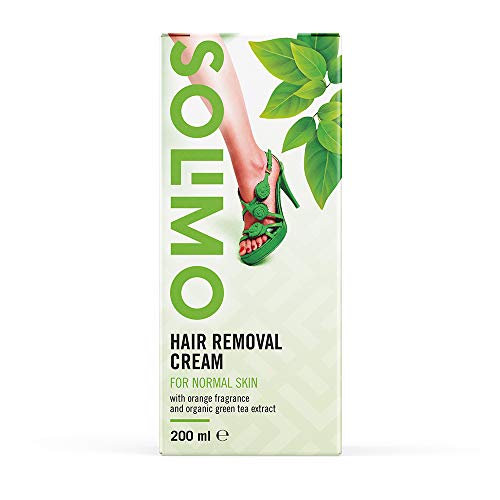 Marca Amazon - Solimo - Crema depilatoria para pieles normales con aroma de naranja verde y extracto de té verde ecológico, Pack de 4 (4 unidades x 200 ml)