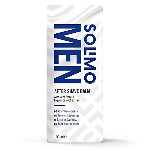 Marca Amazon - Solimo - Men Bálsamo After Shave con aloe vera y extracto de raíz de regaliz - 2 en 1, 4x100ml