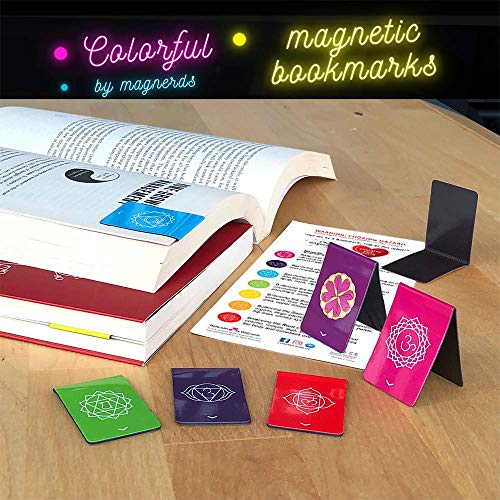 Marcapáginas Chakras Magnéticos, Diseños Originales con Información Sobre Los Chakras y Energía Equilibrada, 2,6 x 4 cm Tamaño Plegado (8 pieza)